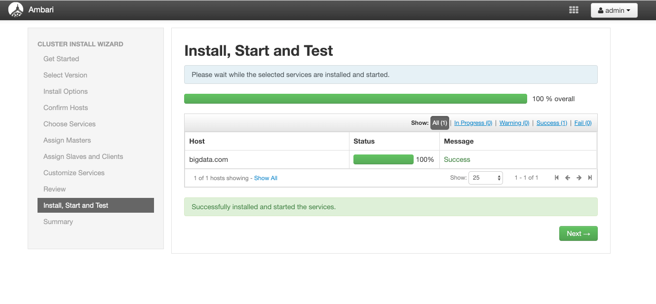 Install, Start and Test
